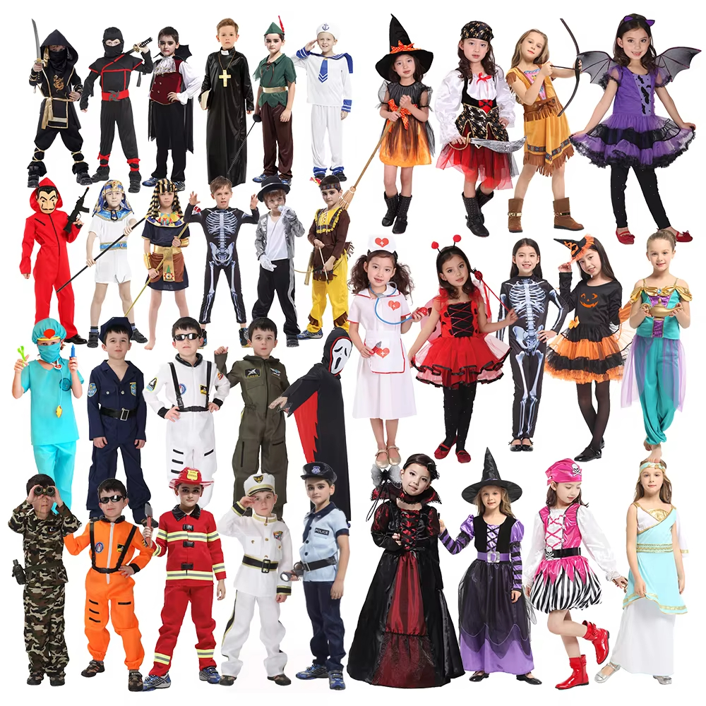 Halovīni saģērbt kostīmu bērniem – cosplay ballīšu tērpi